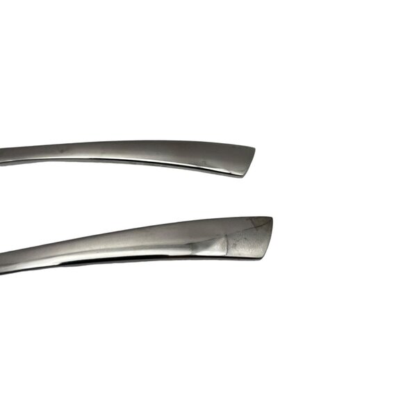 YAMAZAKI Alba‎ Stainless Flatware Lot of 2  Tea Spoons Plain Slanted Tip Handle - Picture 3 of 8